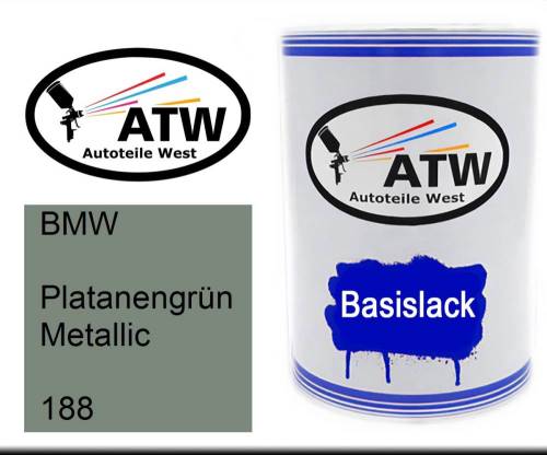 BMW, Platanengrün Metallic, 188: 500ml Lackdose, von ATW Autoteile West.